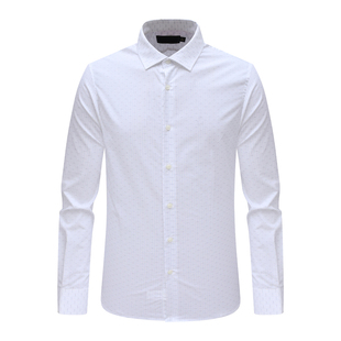 白色 棉意大利面料休闲商务上衣免烫 SA48萨BA蒂N男春秋长袖 衬衫