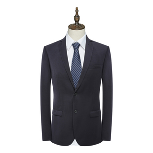 藏青 羊毛两粒扣后中开衩商务休闲西装 AB693歌男式 春秋西服
