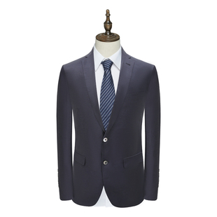 深蓝色 外套 H1386乔春秋男西服 亚麻铜氨丝两扣后中开衩商务西装