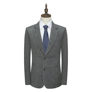 深灰色 外套 FP590法春秋男西服 绵羊毛两粒扣后中开衩商务西装