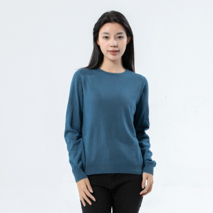 藏蓝色 套头圆领内搭休闲针织上衣 YD31雲牌女士春秋毛衣 羊绒短款