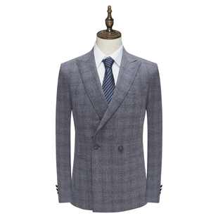 196148 商务西装 B1456鸟牌男春秋西服 绵羊毛一粒双排扣双开衩修身