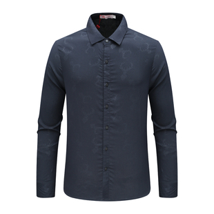 AB1381邦纳男春秋长袖衬衫 休闲商务上衣 深蓝色 时尚都市