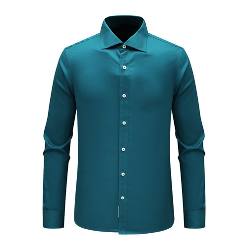 F3546恺春秋男式长袖衬衫 棉百搭商务休闲上衣免烫 孔雀蓝