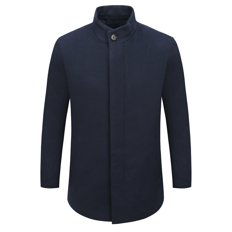 SF300圣秋冬男羊绒大衣 山羊绒直排扣保暖防风外套白鸭绒商务休闲