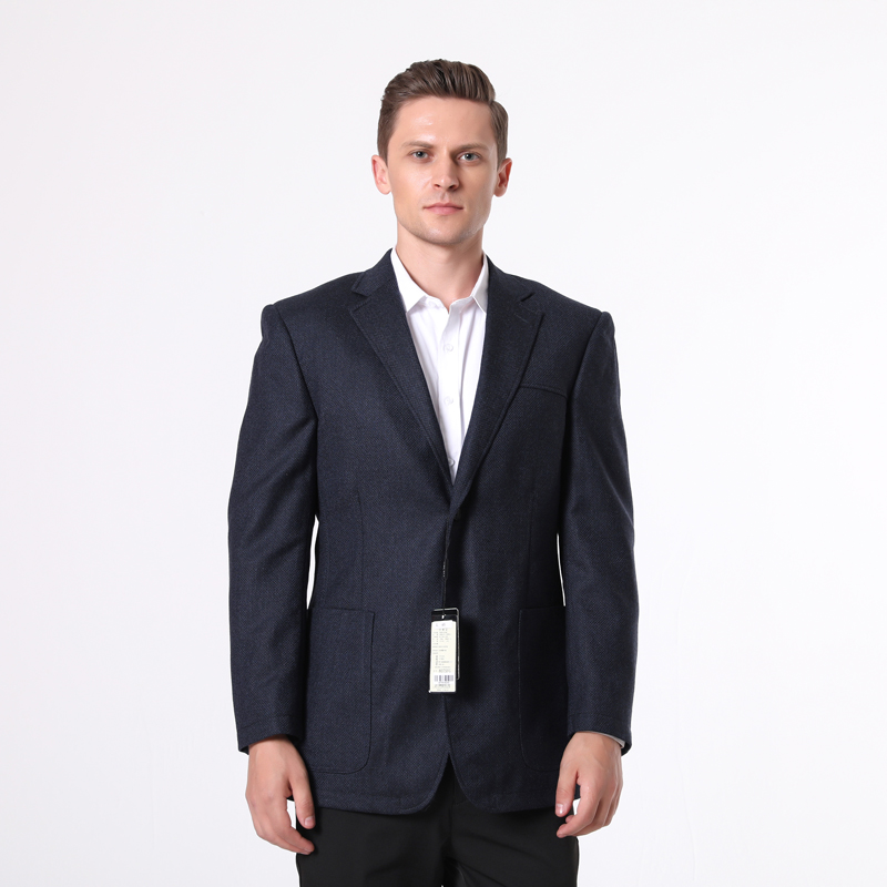 sd1801.柯蒂牌男春秋西服 10%羊绒两粒扣无开衩西装深蓝色 8075fg