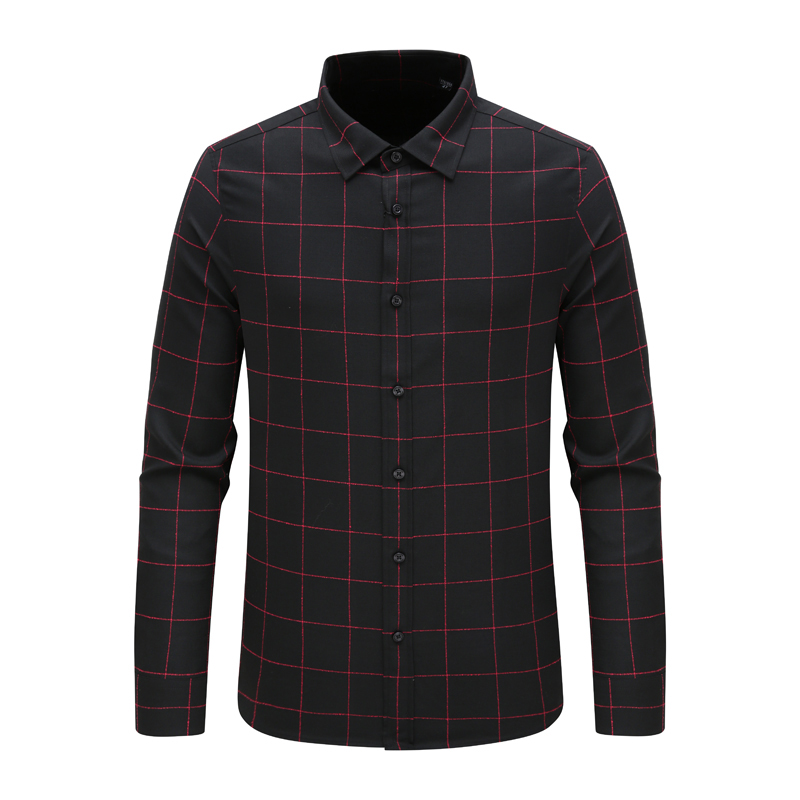 Y1349路易男式春秋长袖衬衫 羊毛百搭商务休闲上衣