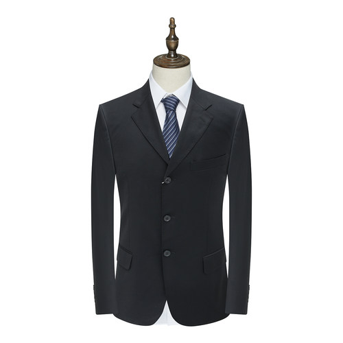 PL20皮春秋男式西服 羊毛三粒扣双开衩商务西装外套 黑色F4696210