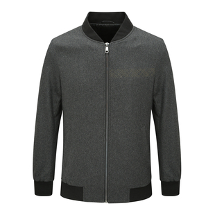 都市 FP580法春秋男式 时尚 绵羊毛拉链舒适休闲外套 深灰色 夹克