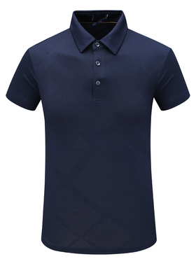 F3787鸟男式夏季短袖T恤 丝翻领套头休闲商务上衣 深蓝色