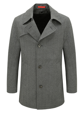 MY478美秋冬男式大衣 羊毛直排扣保暖防风外套 灰色