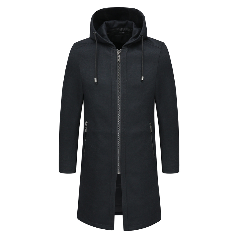 AB566邦纳秋冬男式毛呢大衣 绵羊毛休闲保暖外套 时尚都市 黑色