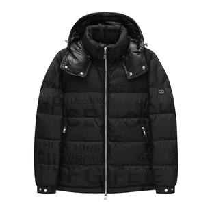 H1317冬季男式羽绒服 鸭绒商务休闲保暖防风外套 黑色