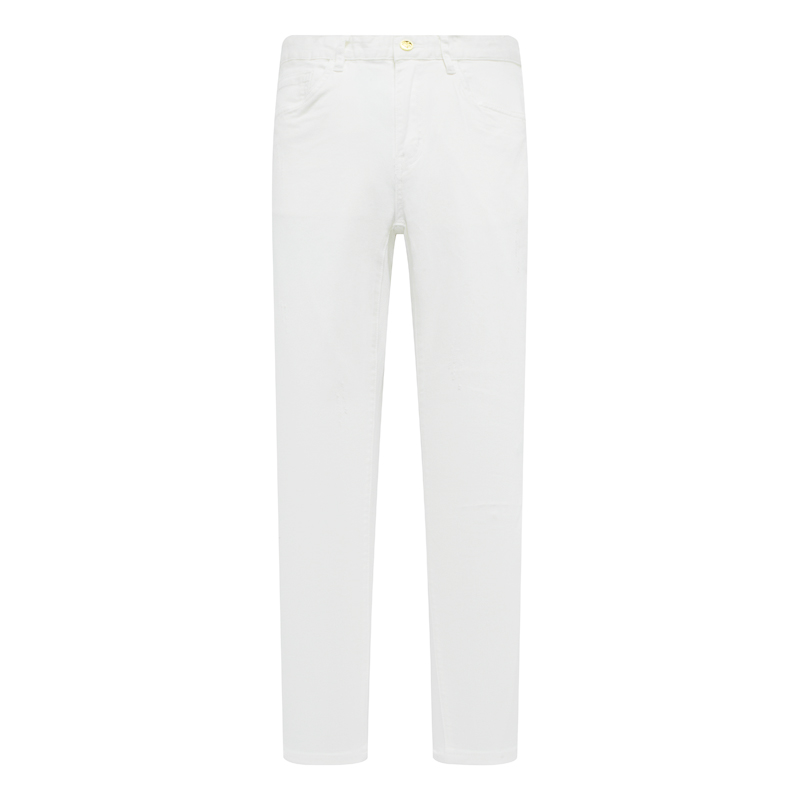 H945男式春秋牛仔裤 棉舒适休闲中腰修身长裤 白色