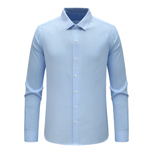 棉百搭商务休闲上衣免烫 衬衫 蓝白色 长袖 F3538恺春秋男式