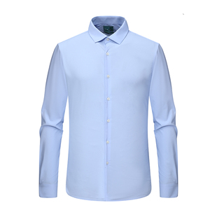 锦氨面料百搭商务休闲上衣 衬衫 浅蓝色弹力 长袖 F3652恺春秋男式