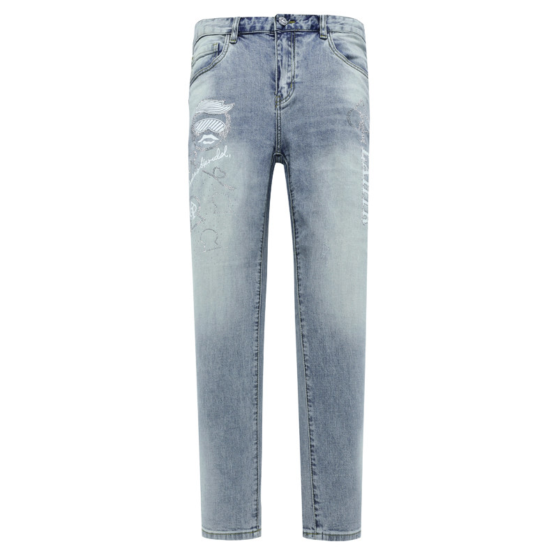 H968男士春秋厚度牛仔裤 棉中腰修身商务休闲长裤