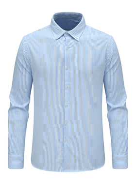 F3763恺春秋男式长袖衬衫 棉百搭商务休闲上衣免烫 蓝白条纹