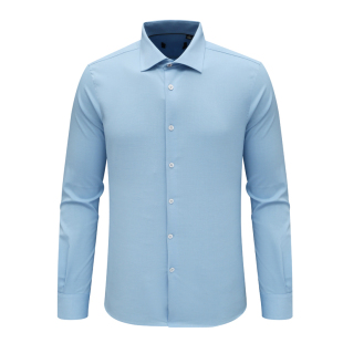 桑蚕丝百搭商务休闲上衣免烫 衬衫 浅蓝色 长袖 F3954鸟春秋男式
