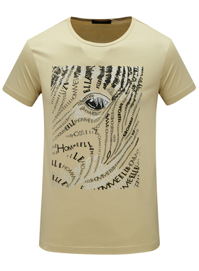 KN21康L尼L男式夏季短袖T恤 棉圆领套头休闲商务上衣 黄色