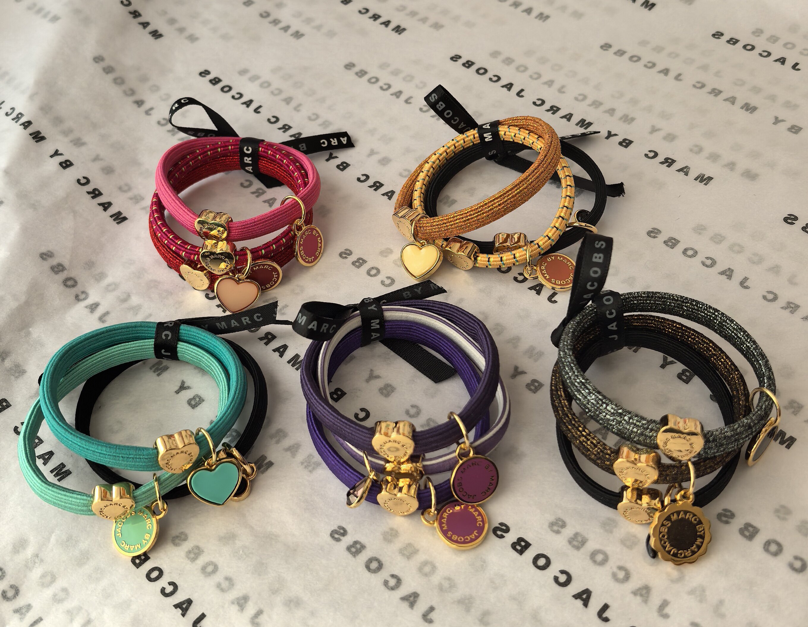 Mj发圈可以当手链搭配珍珠镶钻爱心系列挂坠头绳发圈套装