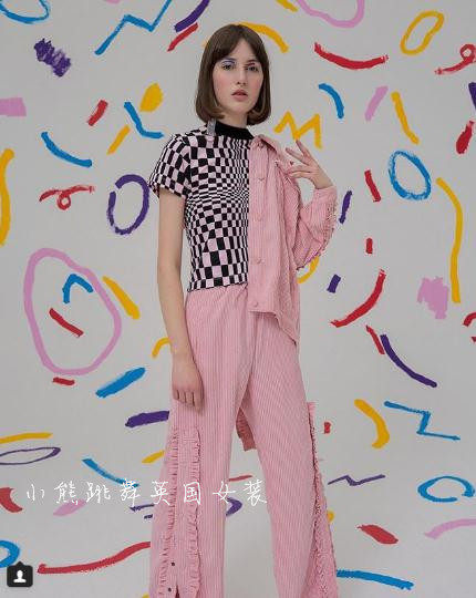 2018夏款英国lazy  时尚达人格子拼色短袖圆领纯棉T恤