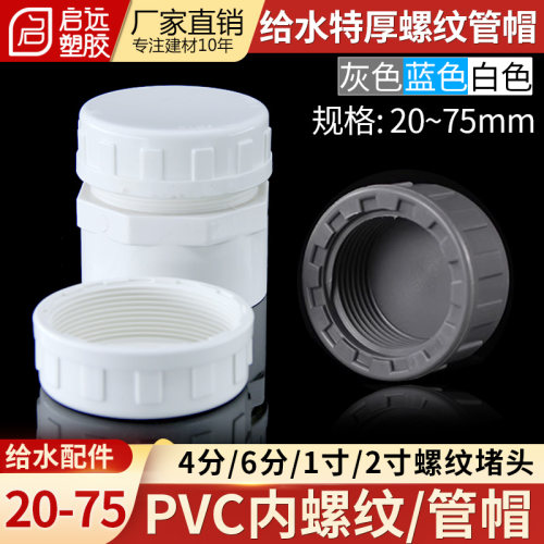 PVC内牙管帽内丝管帽内螺纹堵头给水管件塑料配件4分6分1寸40 2寸