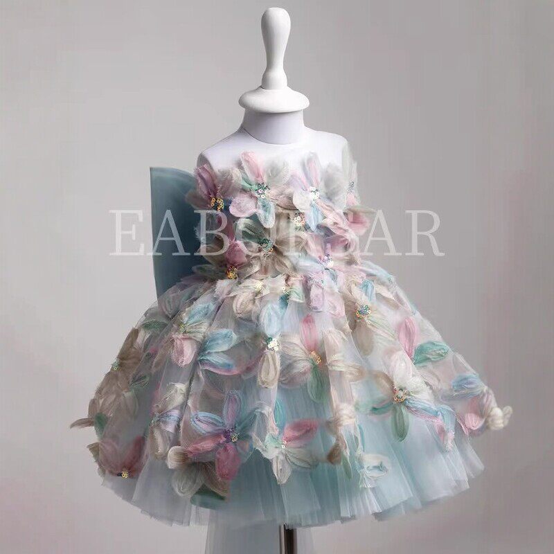 儿童礼服公主裙女童高端主持走秀钢琴演奏演出服小女孩生日蓬蓬纱