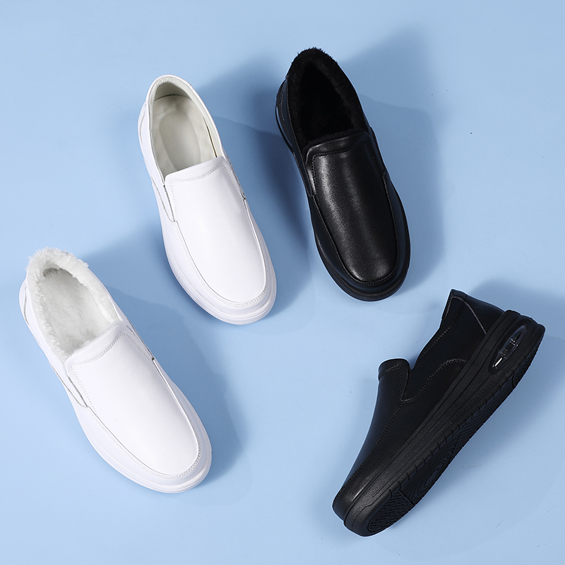 维丽歌秋冬加绒医生工作鞋黑白色