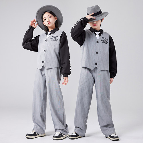 儿童爵士舞套装西装马甲潮服