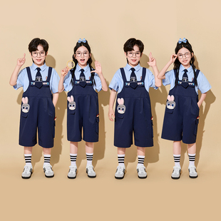 六一儿童演出服小学生运动会啦啦操学院风兔子背带裤班服表演合唱