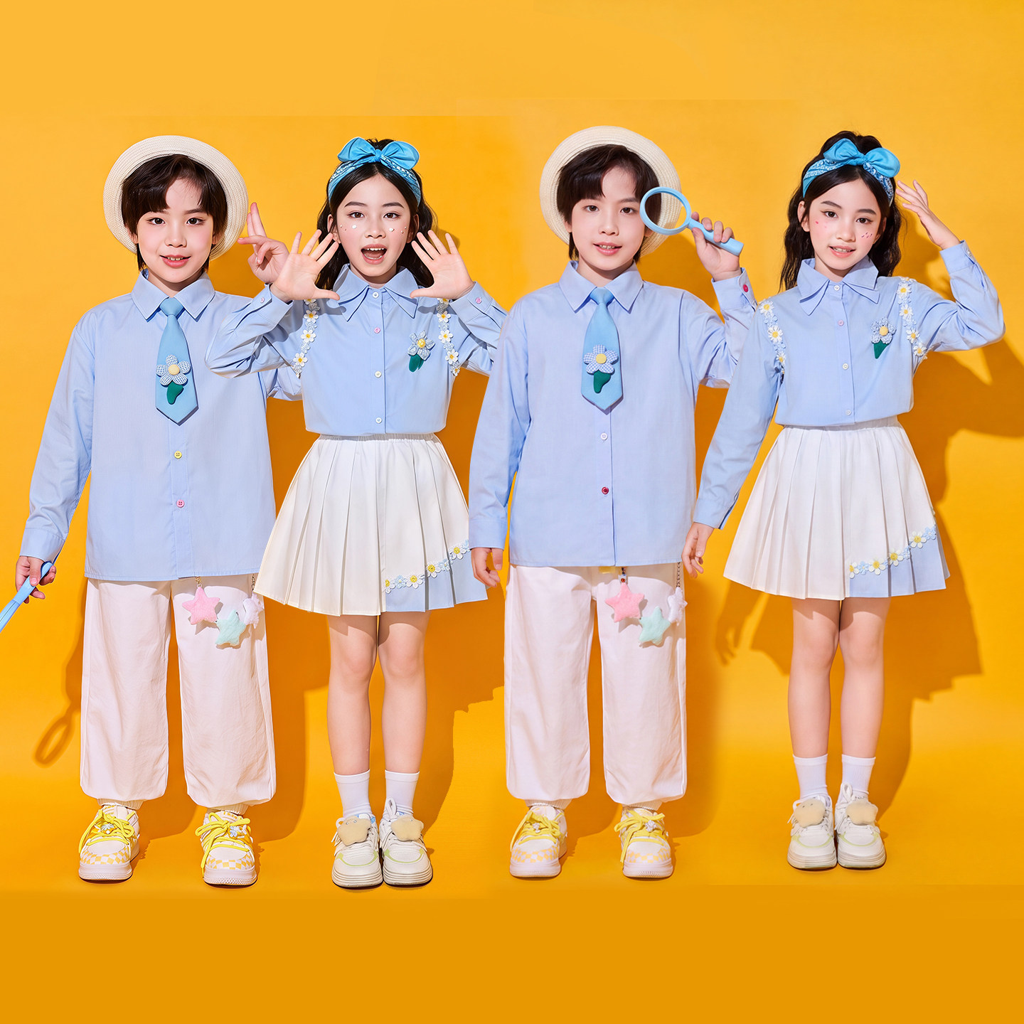 儿童演出服小学生运动会学院风啦啦操合唱服表演服幼儿园班服秋季