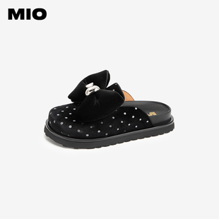 MIO米奥女鞋2024新款秋季单鞋勃肯鞋半包拖鞋大蝴蝶结M244243408