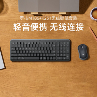 电脑笔记本便携商务 蓝牙高效办公台式 罗技K251 M186轻音键鼠套装