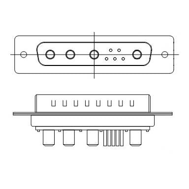 681S9W4103L001[D-Sub IP67 POWER-D 9W4 40A VERT MALE]