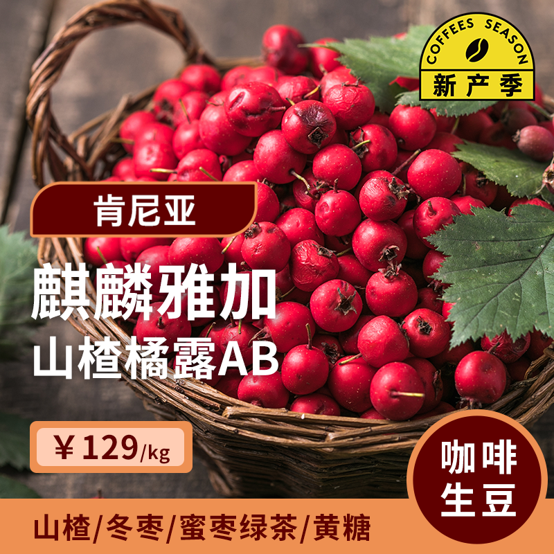 【26产季】麒麟雅加·山楂橘露AB 印格肯尼亚水洗咖啡生豆1KG