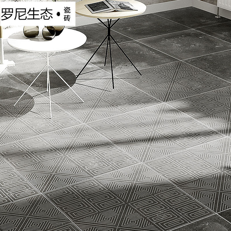 灰色水泥砖几何迷宫通体花砖客厅餐厅防滑地砖厨卫瓷砖阳台仿古砖