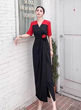 法式休闲连衣裙洋气时尚减龄新款女夏季气质显瘦长裙潮83382