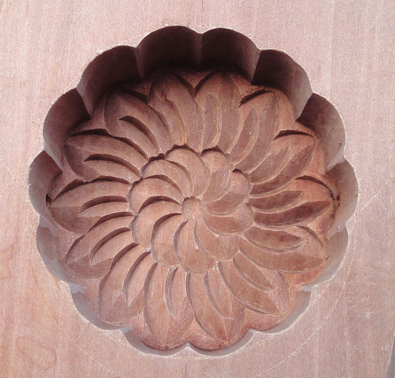 加深陈年老货木质月饼模具 菊花月饼模具125克花型实木月饼模具