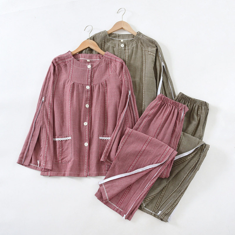 住院病人服纯棉睡衣手术病号服男女中风偏瘫卧床老人易穿脱护理