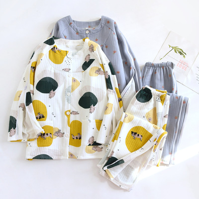 女款秋冬加厚保暖大码护理服空气棉易穿脱针灸术后康复卧床理疗服