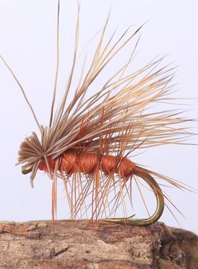 石蛾飞蝇钩12#麋鹿毛绑制飞蝇饵慕斯达钩elk hair caddis MWB014