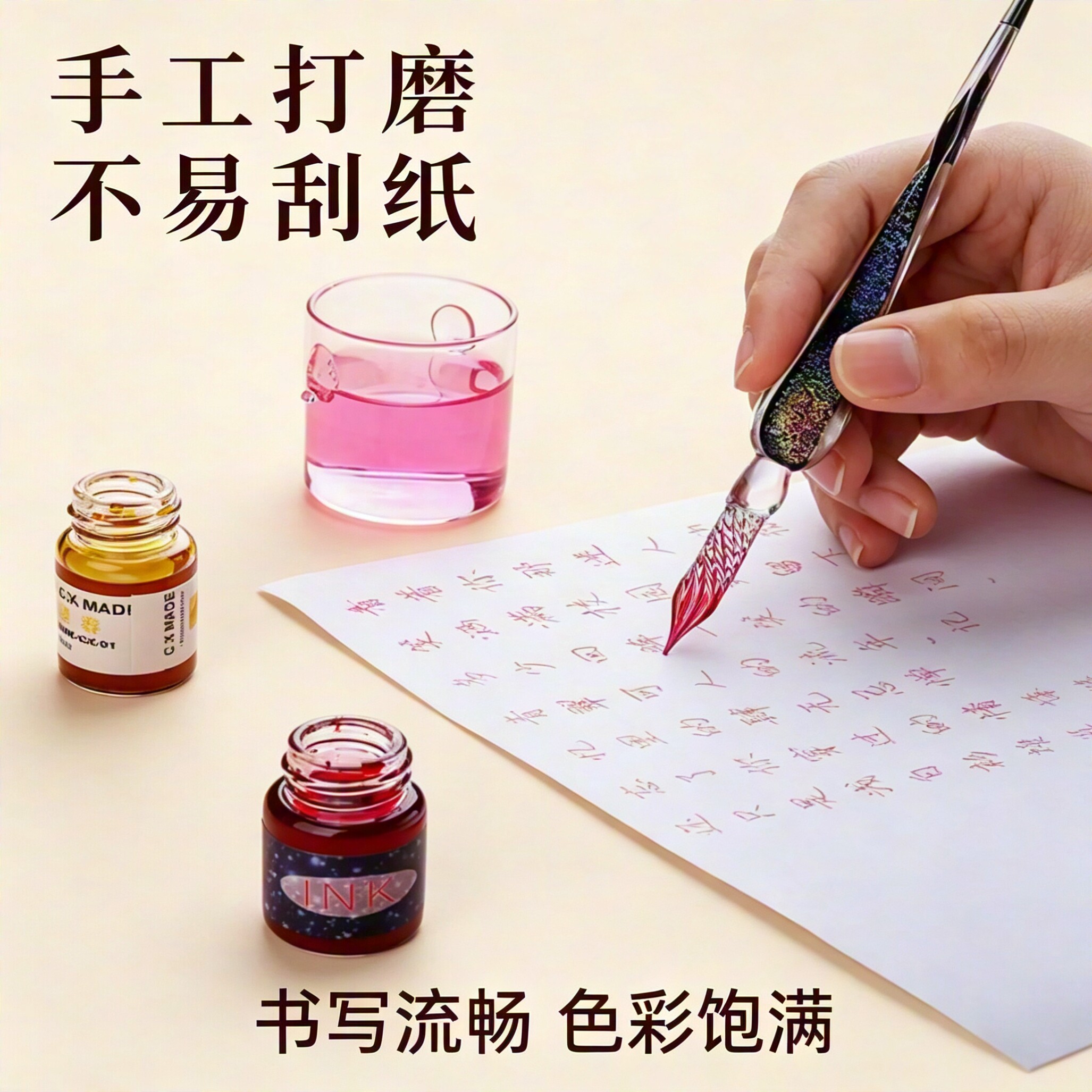 玻璃笔中国风绘画笔笔杆高颜值流沙蘸水笔墨水精致系列2026水晶笔