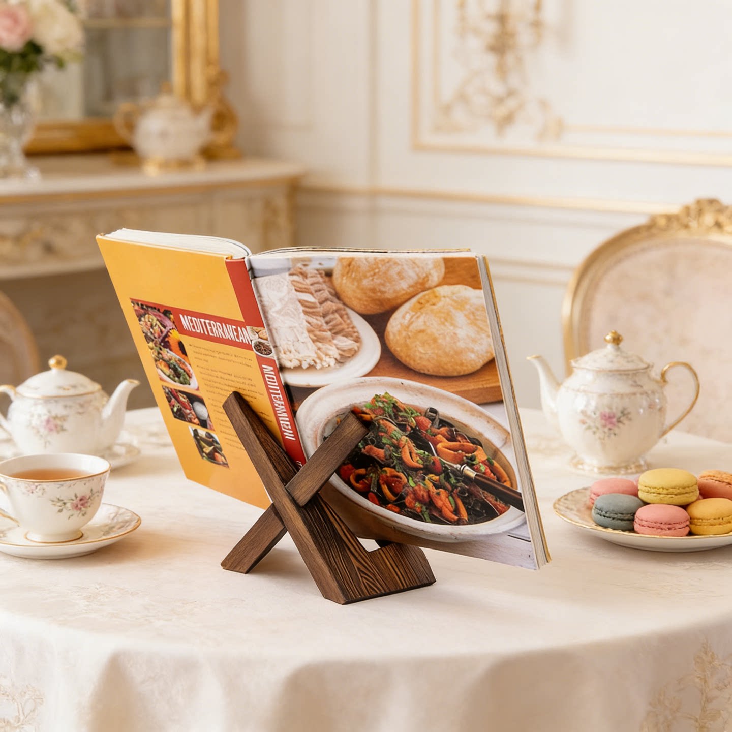 菜谱架木制读书ipad厨房碟子架书籍食阅读架展示架茶饼早籍早读