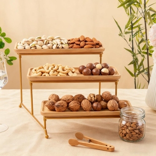 三层北欧金属展示架高颜值轻奢精致派对面包三明治餐点托盘架