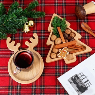 圣诞帽圣诞树木盘家居节日亲子送礼装饰下午茶面包威化糖果坚果盘