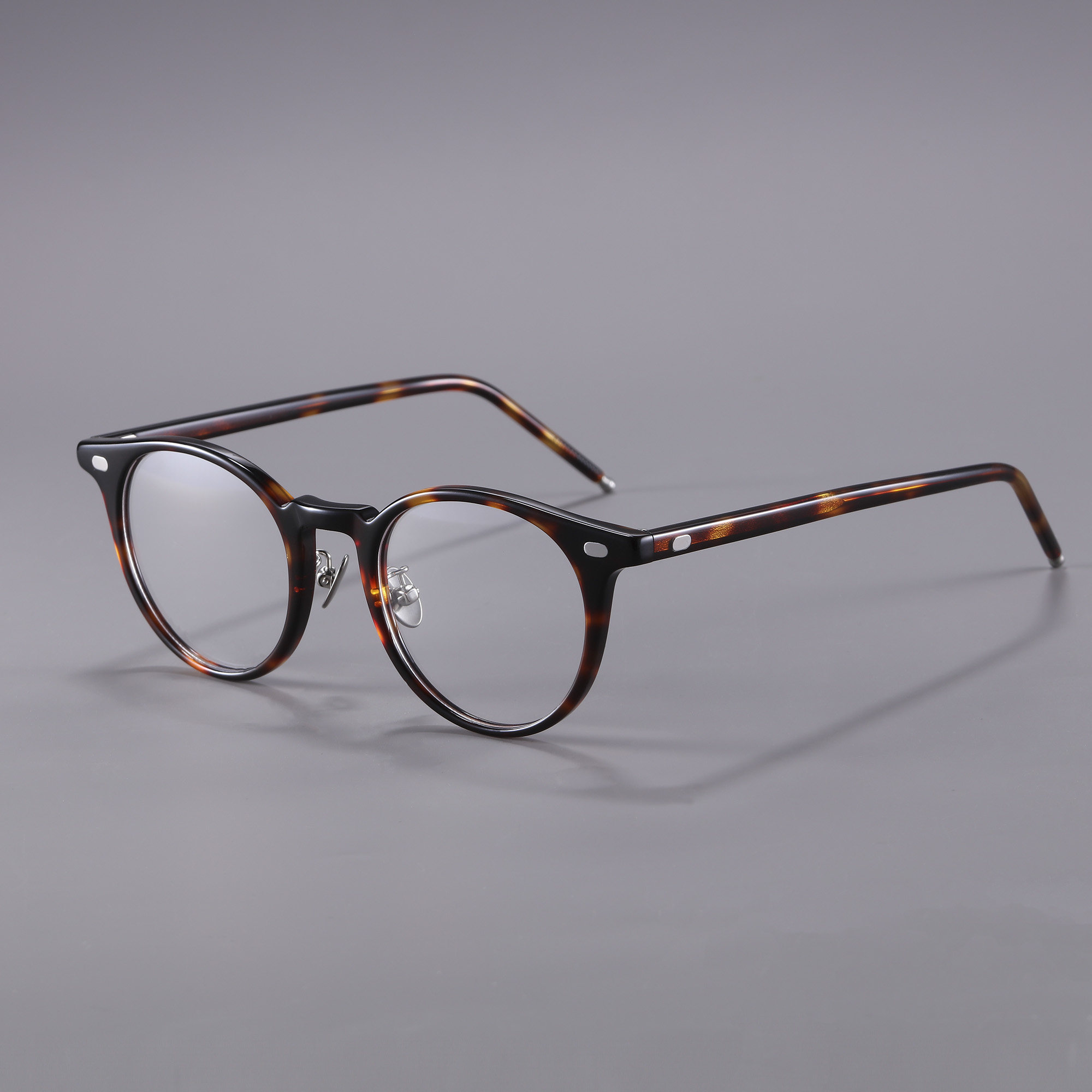 日系设计师圆形复古超轻防蓝光板材玳瑁色眼镜框 抗疲劳高清眼镜