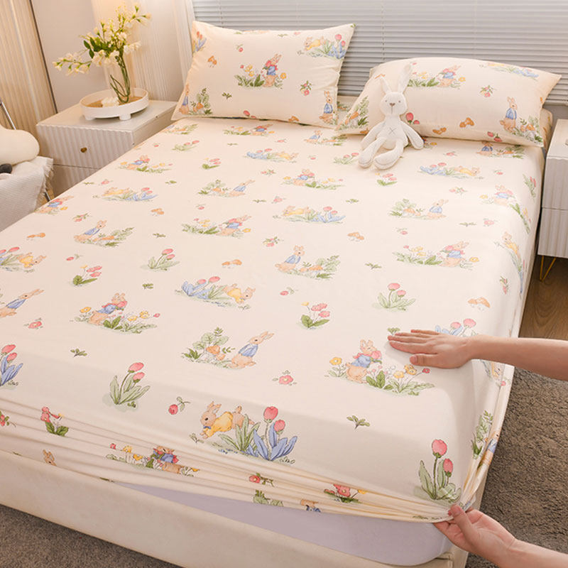 纯棉床笠单件全棉床罩席梦思床垫套保护罩儿童防滑枕套床单幼儿园