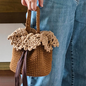 手工编织蕾丝小篮子毛线钩织水桶包材料包自制手提包送闺蜜礼物