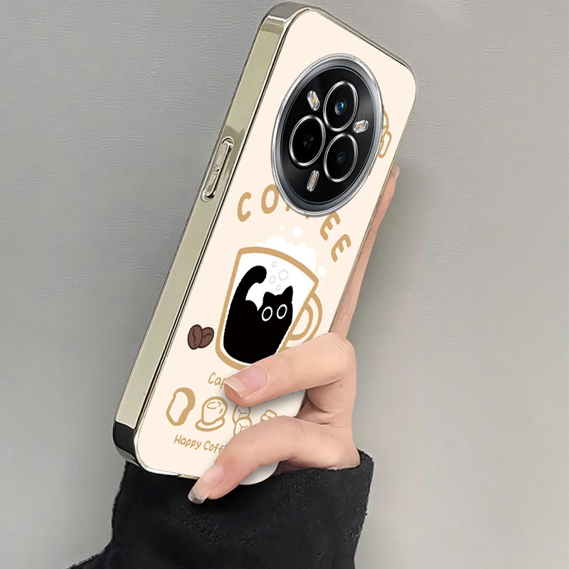 适用真我14pro手机壳新款一杯猫咪真我14pro+潮流保护套realme14pro镜头全包防摔软边pro高级男女创意外壳